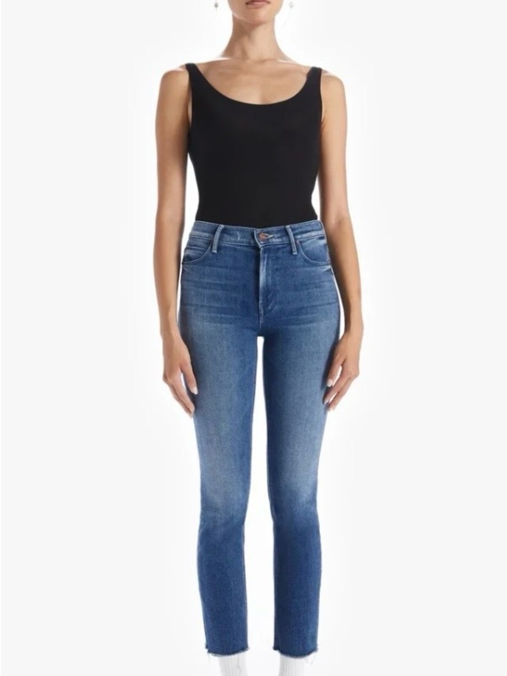 Mother Mid Rise Dazzler Crop Fray in We’re All in this Together Wash, 27
